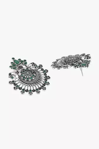 Silver-toned contemporary chandbalis
