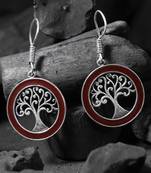 Women silver-plated tree  drop earrings