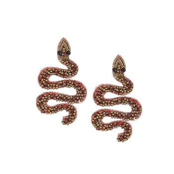 Women brown snake shapped drop earrings 1