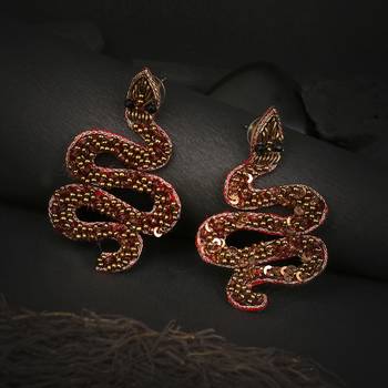 Women brown snake shapped drop earrings 2