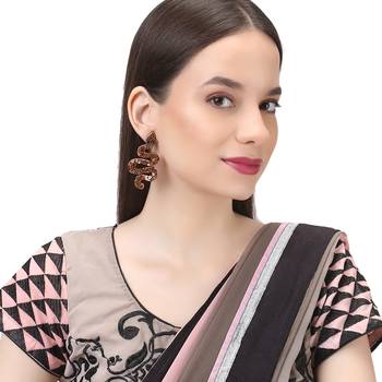 Women brown snake shapped drop earrings 3