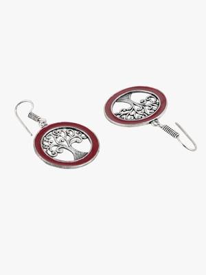 Women silver-plated tree  drop earrings 3