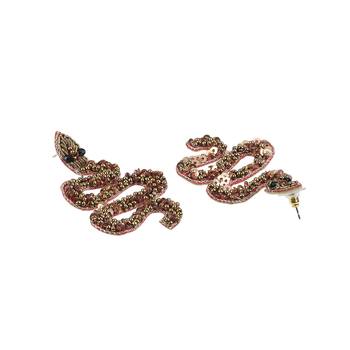 Women brown snake shapped drop earrings 4