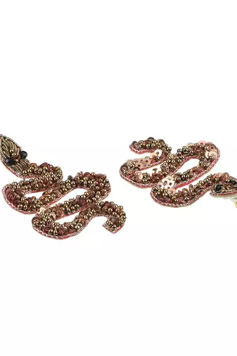 Women brown snake shapped drop earrings