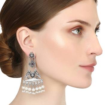 Oxidised silver contemporary drop earrings 2