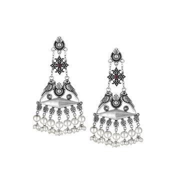 Oxidised silver contemporary drop earrings 3
