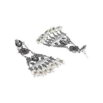 Oxidised silver contemporary drop earrings 4