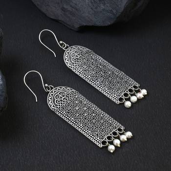 Silver-plated handcrafted drop earrings 1