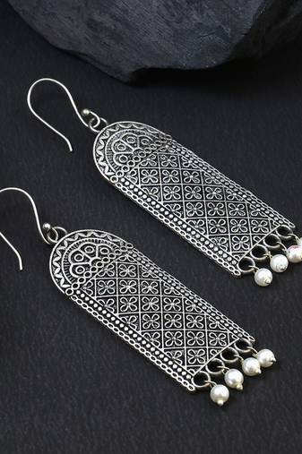 Silver-plated handcrafted drop earrings