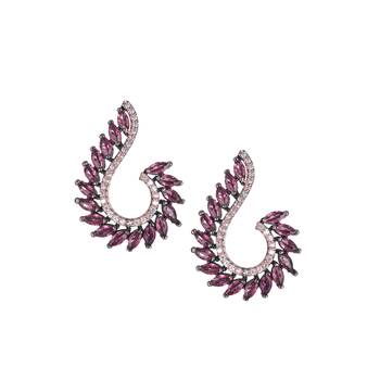 Rhodium plated handcrafted cz pink stone earrings 3