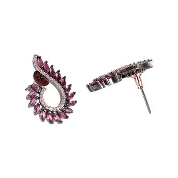 Rhodium plated handcrafted cz pink stone earrings 4