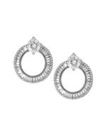 Women silver-toned rhodium-plated handcrafted cz stone studs earrings