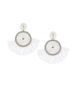 Women white handmade circular drop earrings
