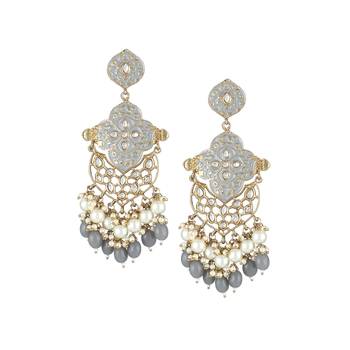 Gold plated women grey drop earing 1