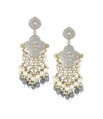 Gold plated women grey drop earing