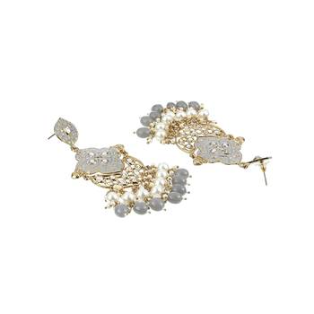 Gold plated women grey drop earing 4