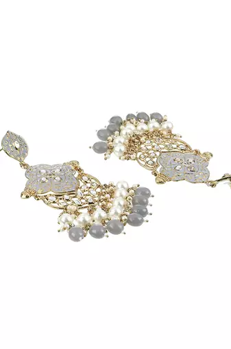 Gold plated women grey drop earing