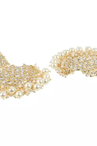Gold plated women stone-studded chandbalis earing