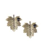 24ct women gold-plated anique leaf shaped stone-studded earing