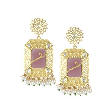 24ct gold-plated handcrafted kundan drop earing 1