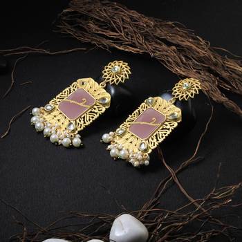 24ct gold-plated handcrafted kundan drop earing 2