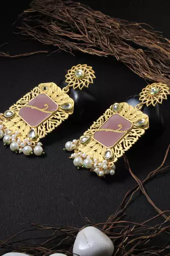 24ct gold-plated handcrafted kundan drop earing
