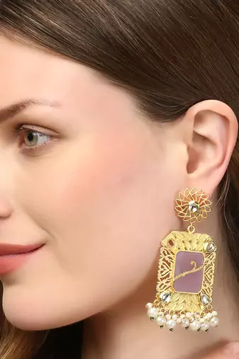 24ct gold-plated handcrafted kundan drop earing