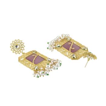 24ct gold-plated handcrafted kundan drop earing 4