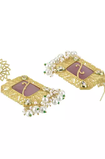 24ct gold-plated handcrafted kundan drop earing