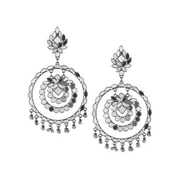 handcrafted mirror work circular drop earrings 1