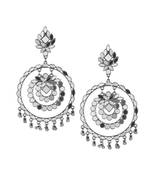 handcrafted mirror work circular drop earrings