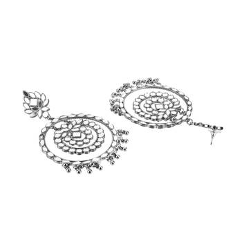 handcrafted mirror work circular drop earrings 4