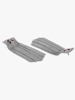 Rhodium-plated stone chain drop earrings 4