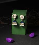 Gold plated women stone-studded blue jhumki