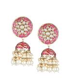 Gold plated women pink big jhumki