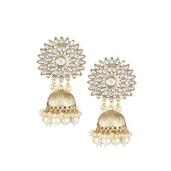 Gold plated womengolden stone-studded jhumki 1
