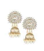 Gold plated womengolden stone-studded jhumki