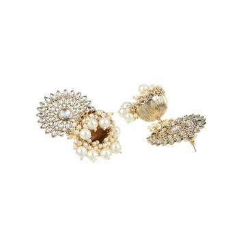 Gold plated womengolden stone-studded jhumki 4