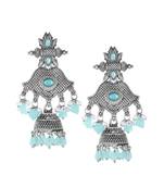Women oxidized handcrafted turquoise blue jhumki