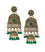 Women gold-plated handcrafted stone studded jhumki