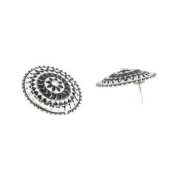 Women silver-plated round shapped enamelled handcrafted stud 4