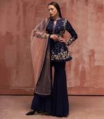 Blue georgette sharara set