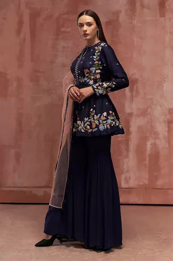 Blue georgette sharara set