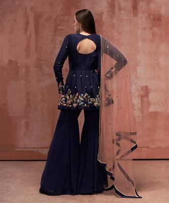 Blue georgette sharara set 3