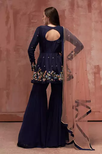 Blue georgette sharara set