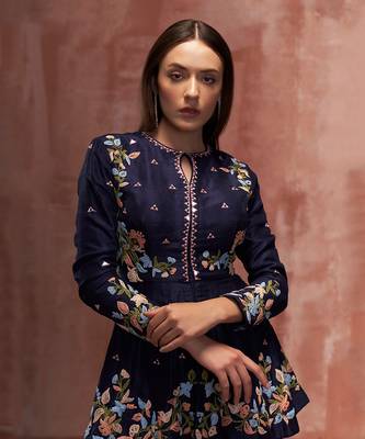Blue georgette sharara set 4