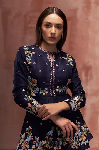 Blue georgette sharara set