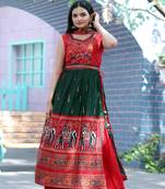 Gorgeous nayra cut kurti plazo set with hand mirror work belt and foil printed designer dupatta