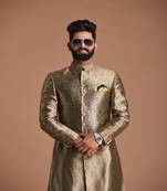 Maharaja Style Golden Handmade Kim-Khab Sherwani Achkan
