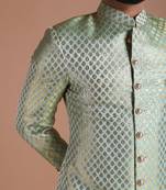 Vibrant Green Handmade KimKhab Brocade Silk Sherwani Achkan for Men